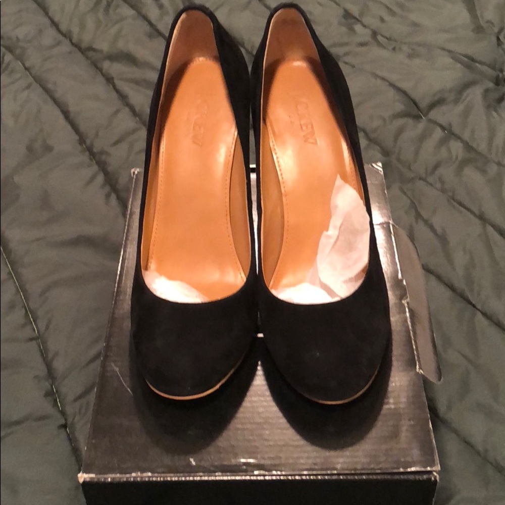 JCrew Black Olive Suede Pumps
